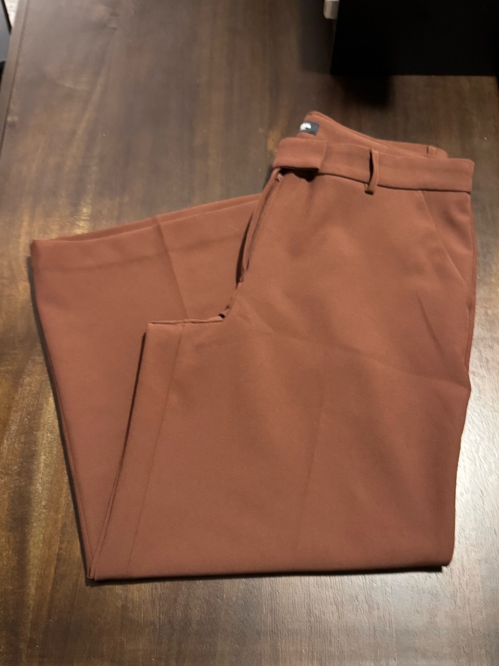 Express High-Rise Wide-Leg Pants — Rust Brown